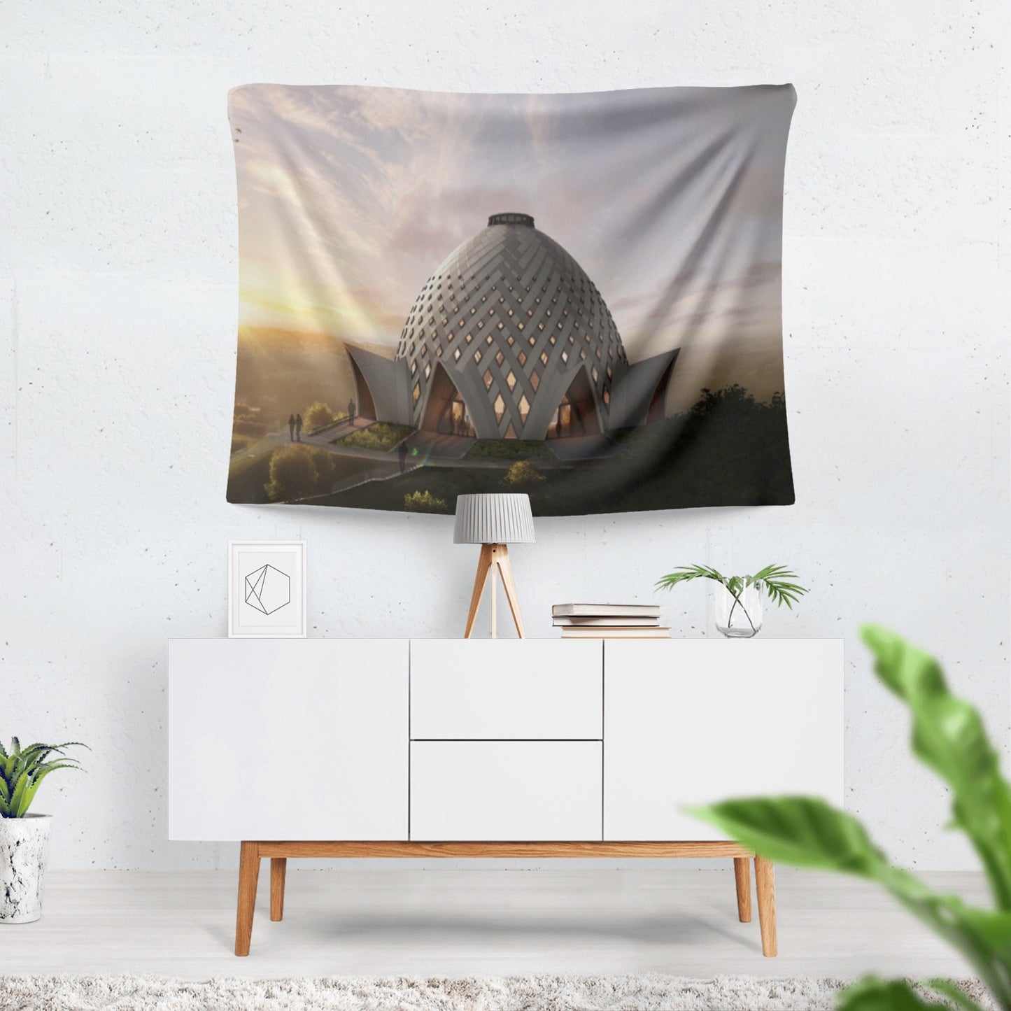 Baha'i Temple 2-Sized Polyester Wall Tapestry