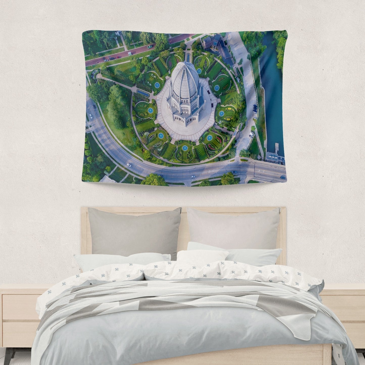 Chicago Baha'i Temple 2-Sized Polyester Wall Tapestry #2