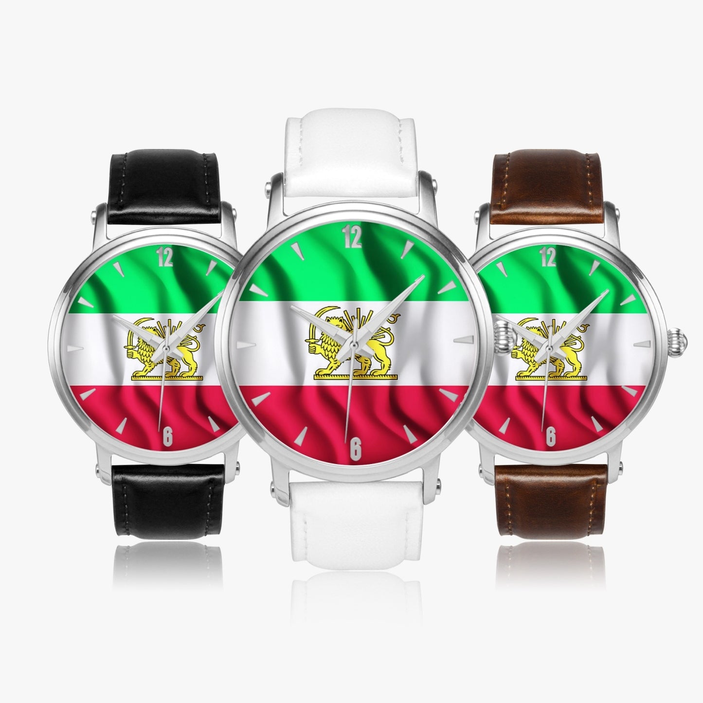 Nine Star Store - Iranian Flag 46mm Unisex Automatic Watch (Silver)