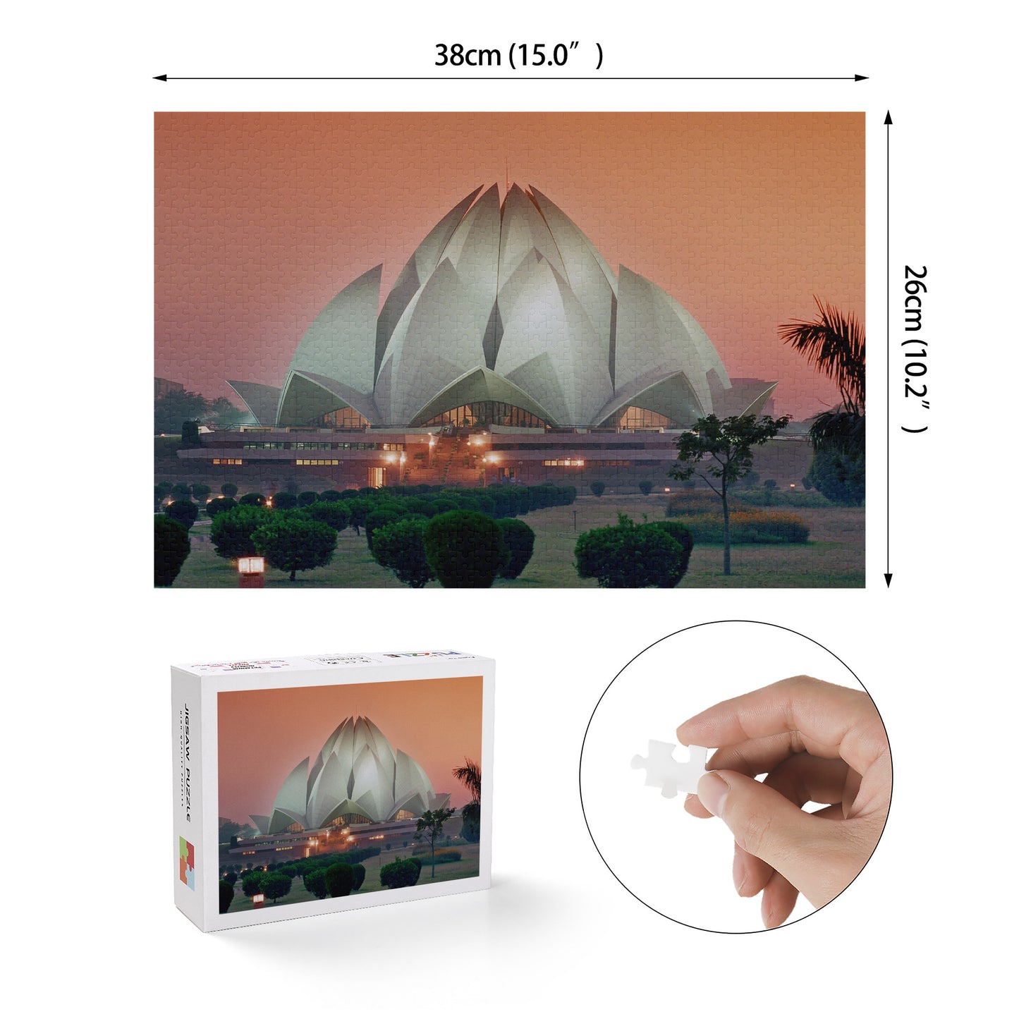 Baha'i Temple in India Cardboard Jigsaw Puzzle (Mini-1000-Piece)